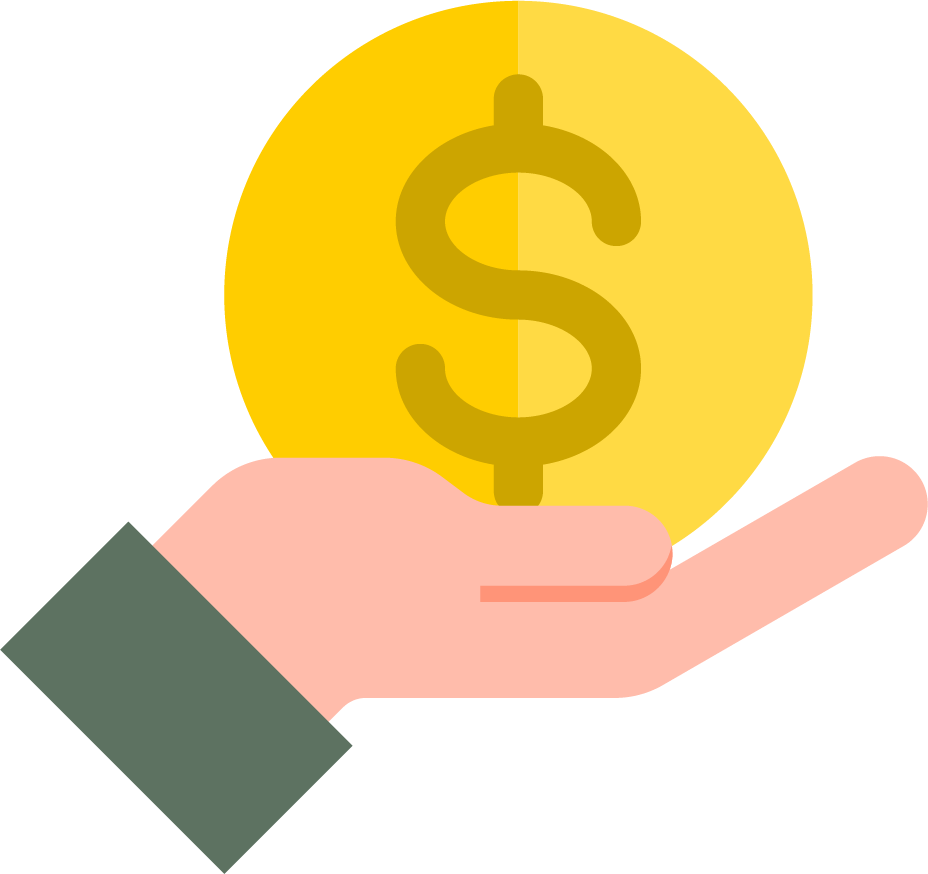 Hand holding dollar sign icon